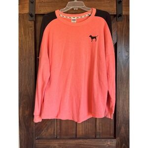 PINK Victoria's Secret Coral Black‎ Raglan Long Sleeve Sweatshirt Top M